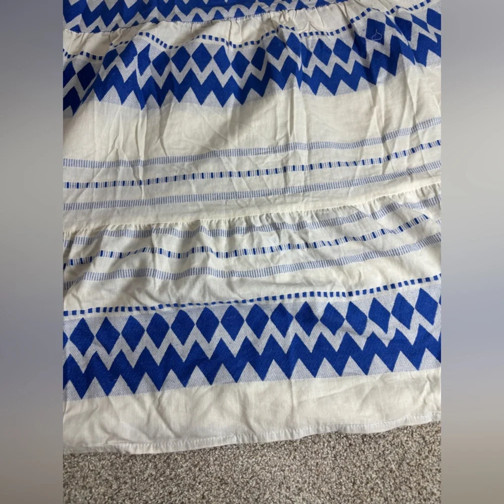 Anthropologie Kasia Size XS Womens Cream & Blue Eros Tiered Maxi Skirt - Picture 12 of 13